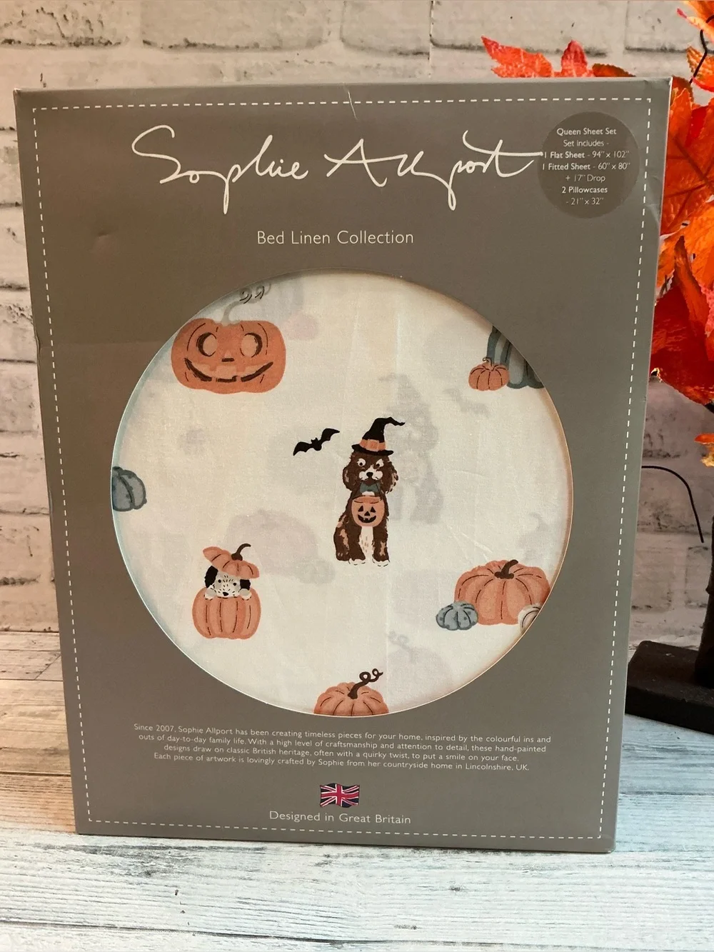 SOPHIE ALLPORT cotton paws and pumpkin sheet set
